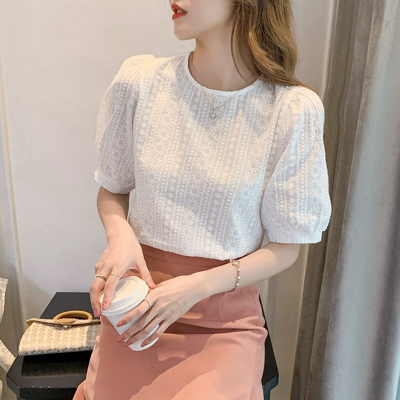 Retro French Small Puff Sleeve Top
