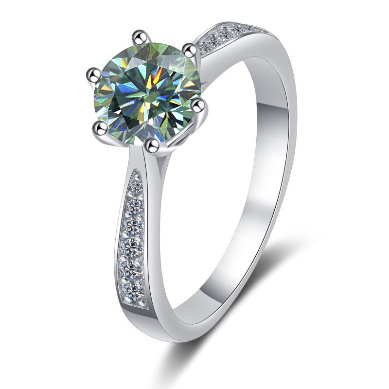 Moissanite Ring Classic Six-claw Crown S925 Sterling Silver