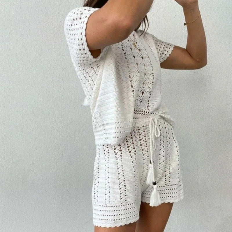 Conjunto de dos piezas de punto jacquard para mujer