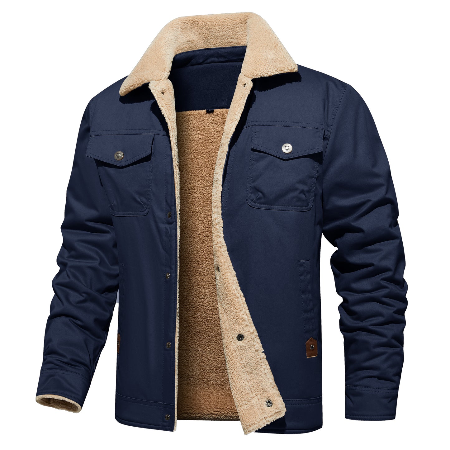 Chaqueta de invierno para hombre, forrada con sherpa, cálida, estilo camionero, con múltiples bolsillos
