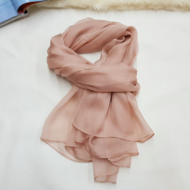Pure Color Elegant Women's Silk Scarf For All Seasons