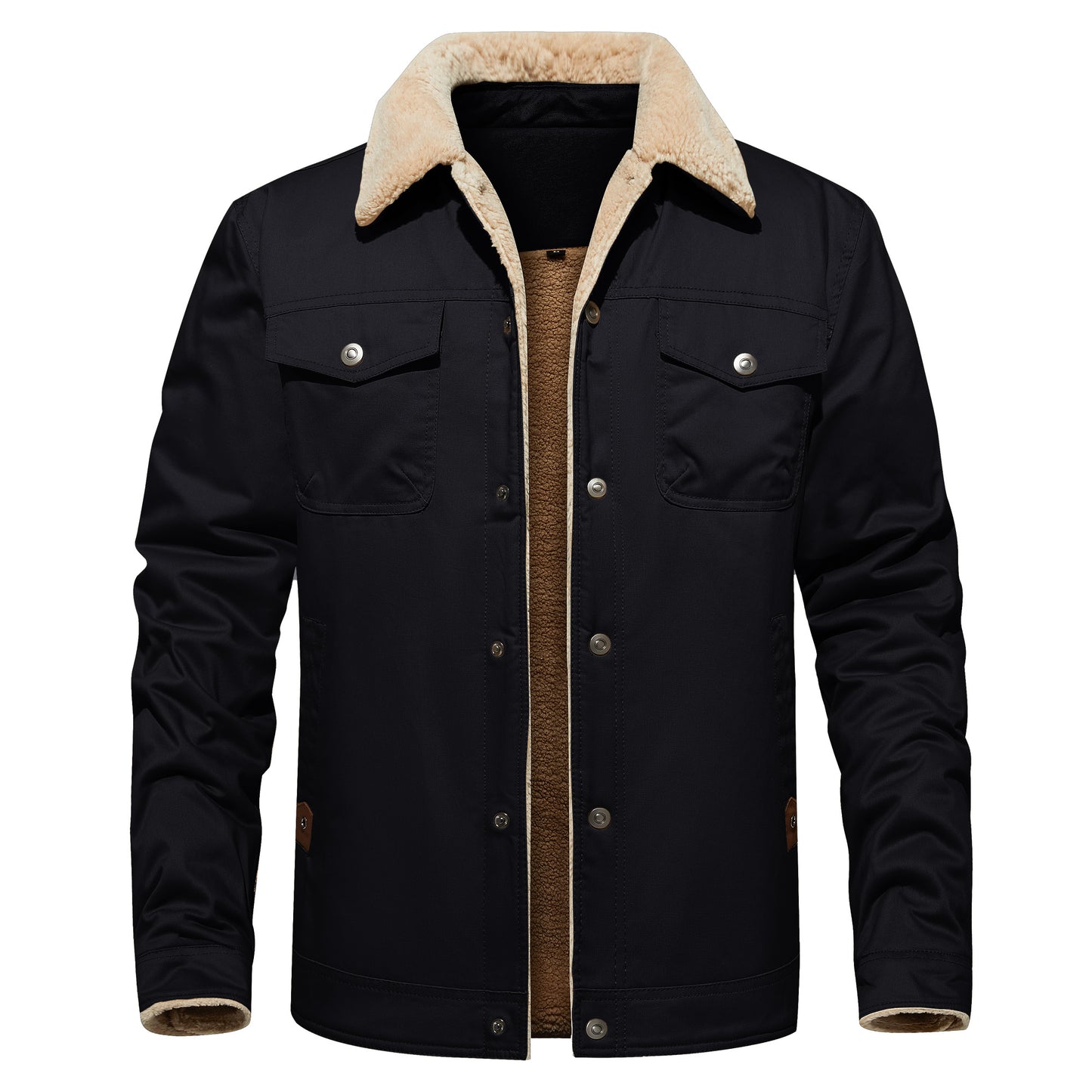 Chaqueta de invierno para hombre, forrada con sherpa, cálida, estilo camionero, con múltiples bolsillos