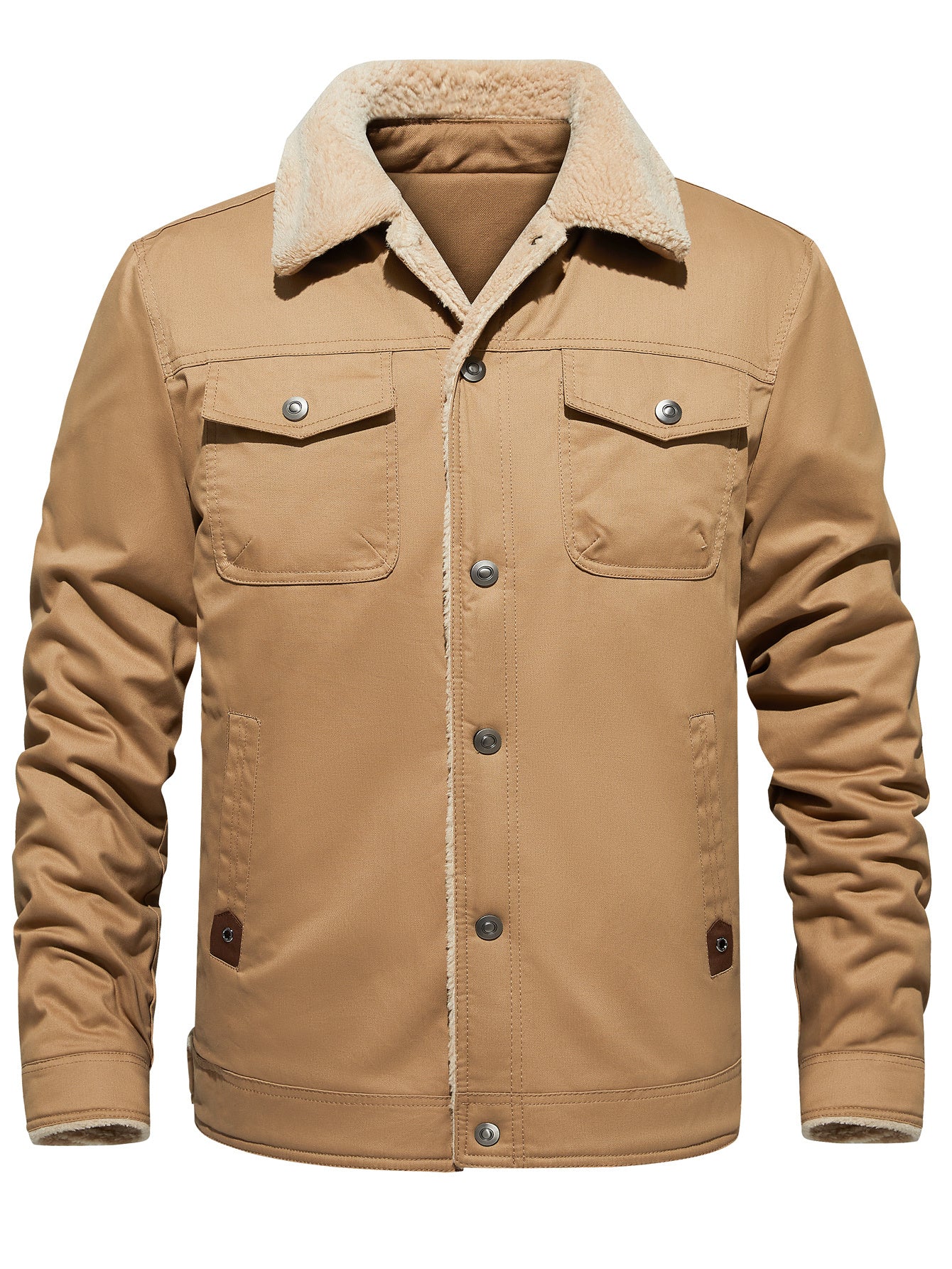 Chaqueta de invierno para hombre, forrada con sherpa, cálida, estilo camionero, con múltiples bolsillos