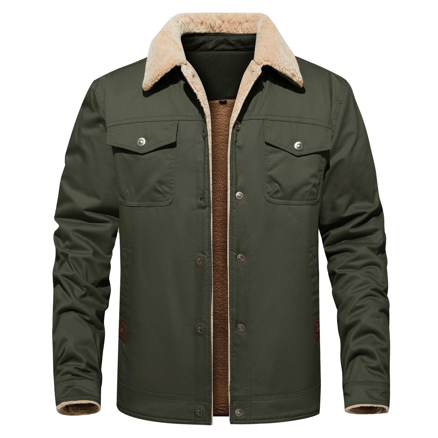 Chaqueta de invierno para hombre, forrada con sherpa, cálida, estilo camionero, con múltiples bolsillos
