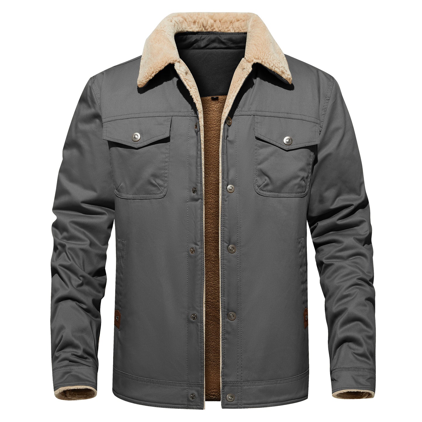 Chaqueta de invierno para hombre, forrada con sherpa, cálida, estilo camionero, con múltiples bolsillos
