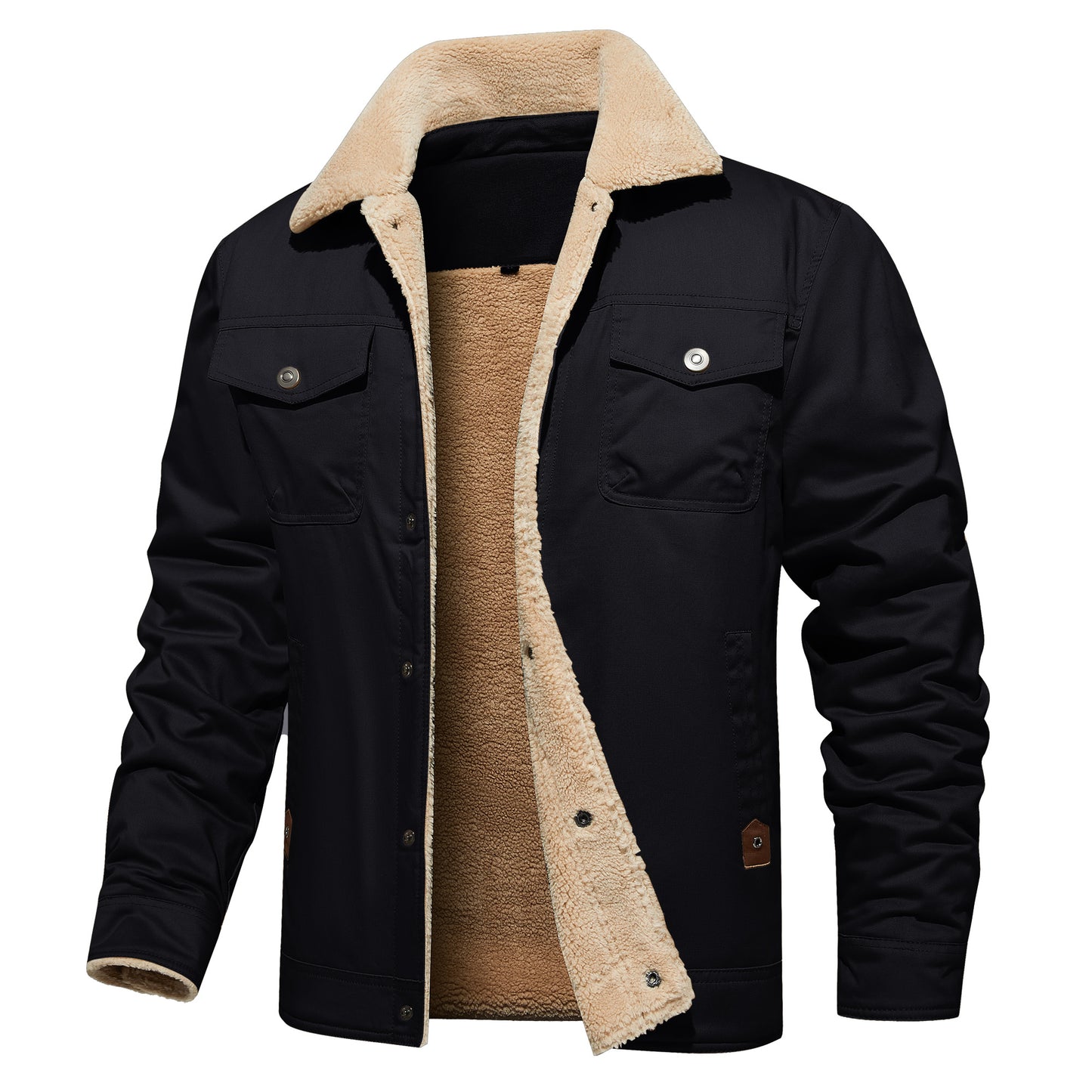 Chaqueta de invierno para hombre, forrada con sherpa, cálida, estilo camionero, con múltiples bolsillos