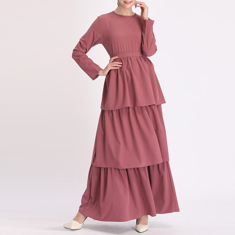 Turkish Middle East Long Solid Color Arab Women's Ankle Robe Dress
