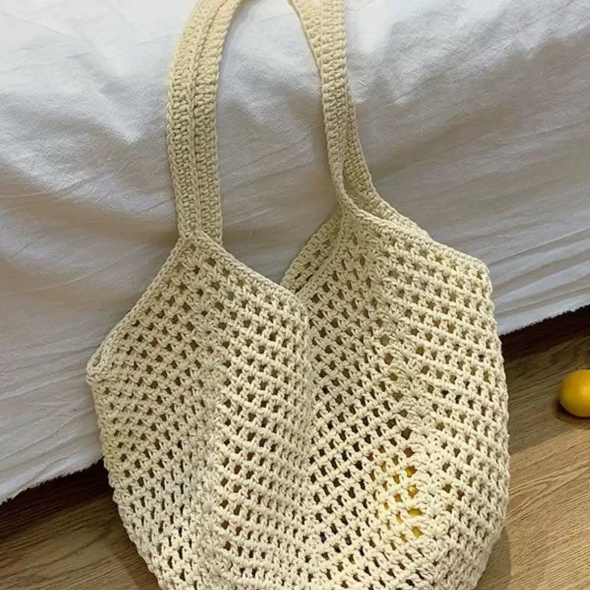 Bolso de hombro informal de playa de paja hueca tejida para vacaciones