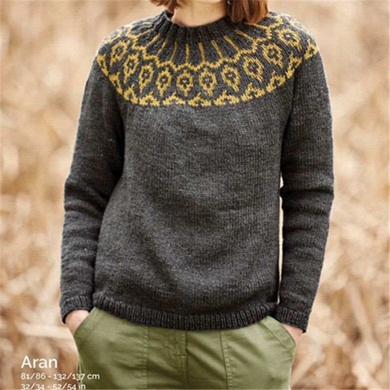 Women's Round Neck Multicolor Loose Fashion Pullover Sweater