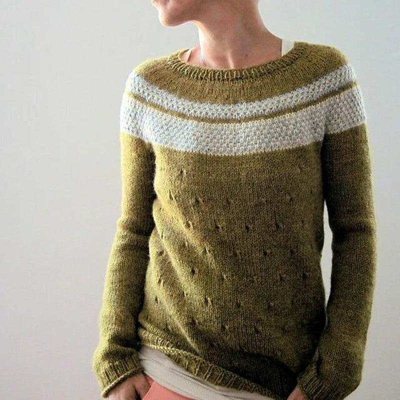 Women's Round Neck Multicolor Loose Fashion Pullover Sweater