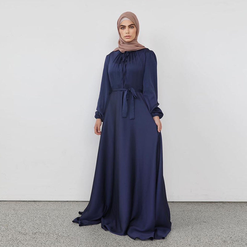 New Arab Women's Solid Color Robe Dress
