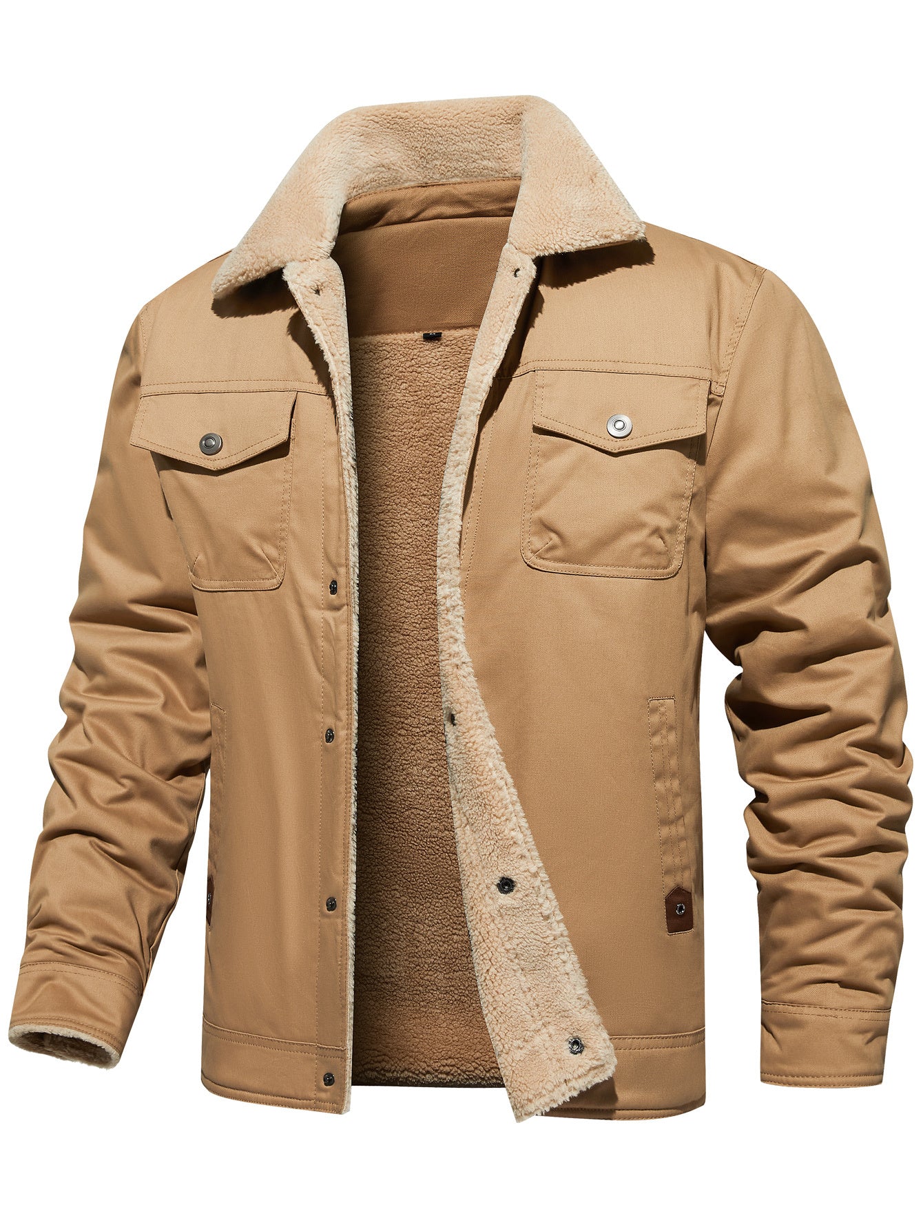 Chaqueta de invierno para hombre, forrada con sherpa, cálida, estilo camionero, con múltiples bolsillos