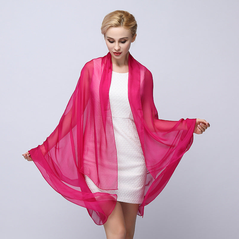 Pure Color Elegant Women's Silk Scarf For All Seasons