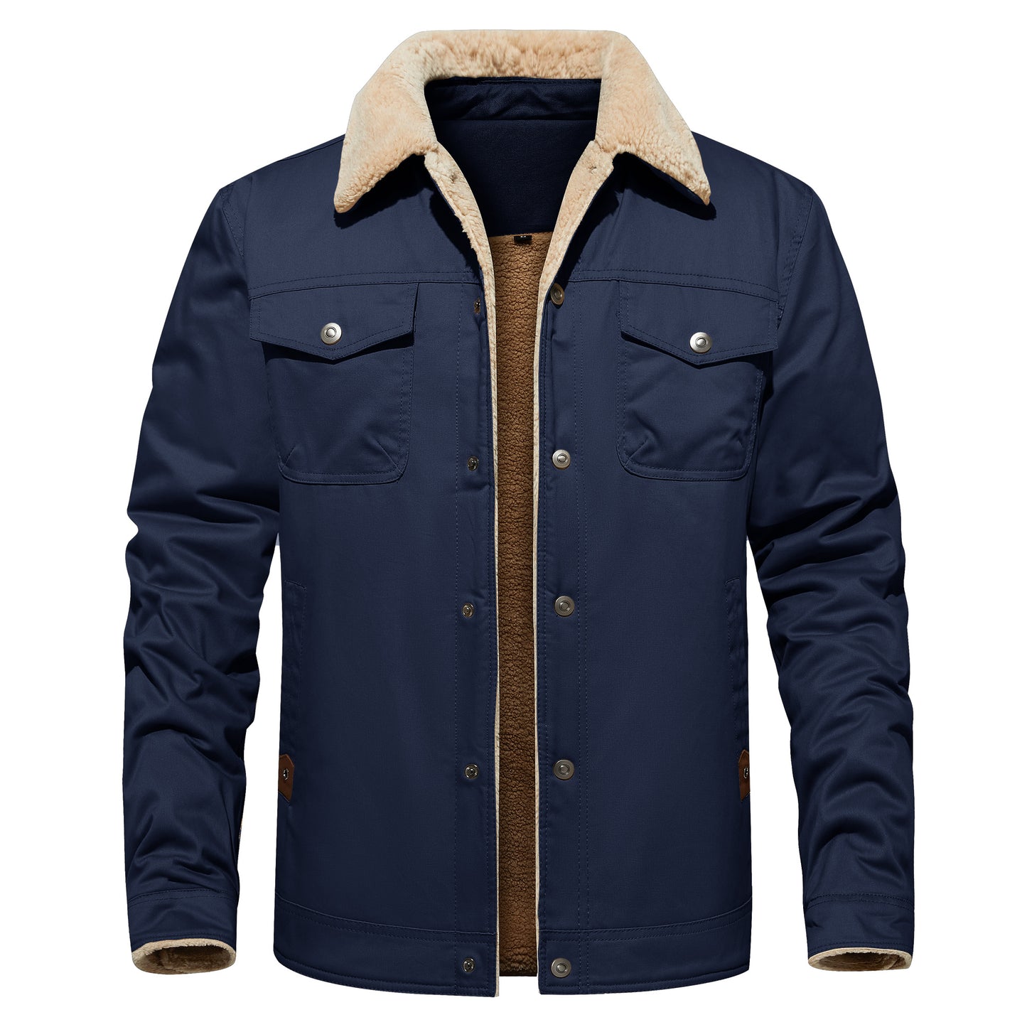 Chaqueta de invierno para hombre, forrada con sherpa, cálida, estilo camionero, con múltiples bolsillos