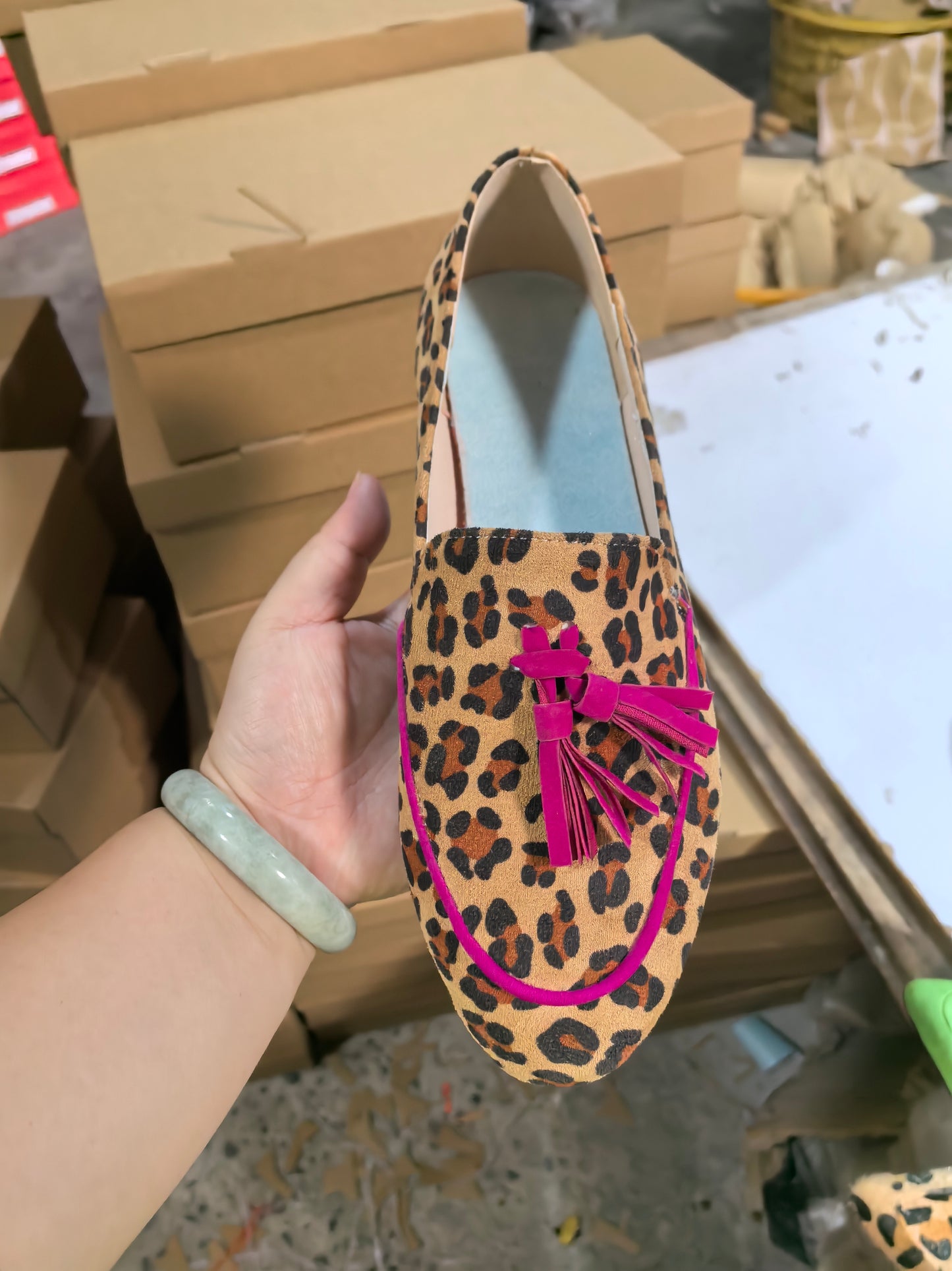 Comfortable Flat Tassel Leopard Print Round Toe Loafers