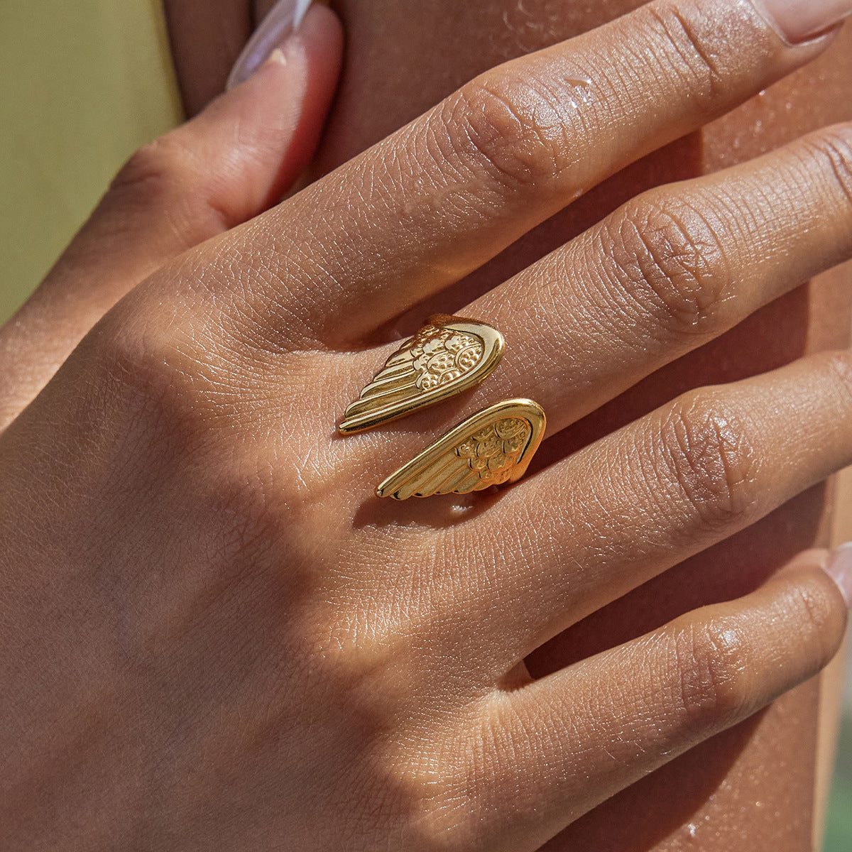 Wings Ring Non-fading Jewelry Stainless Steel Opening Ornament