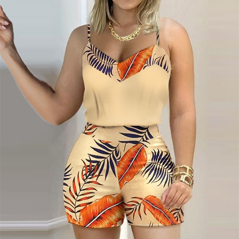 Yellow Temperament Commuter Print Suspender Suit