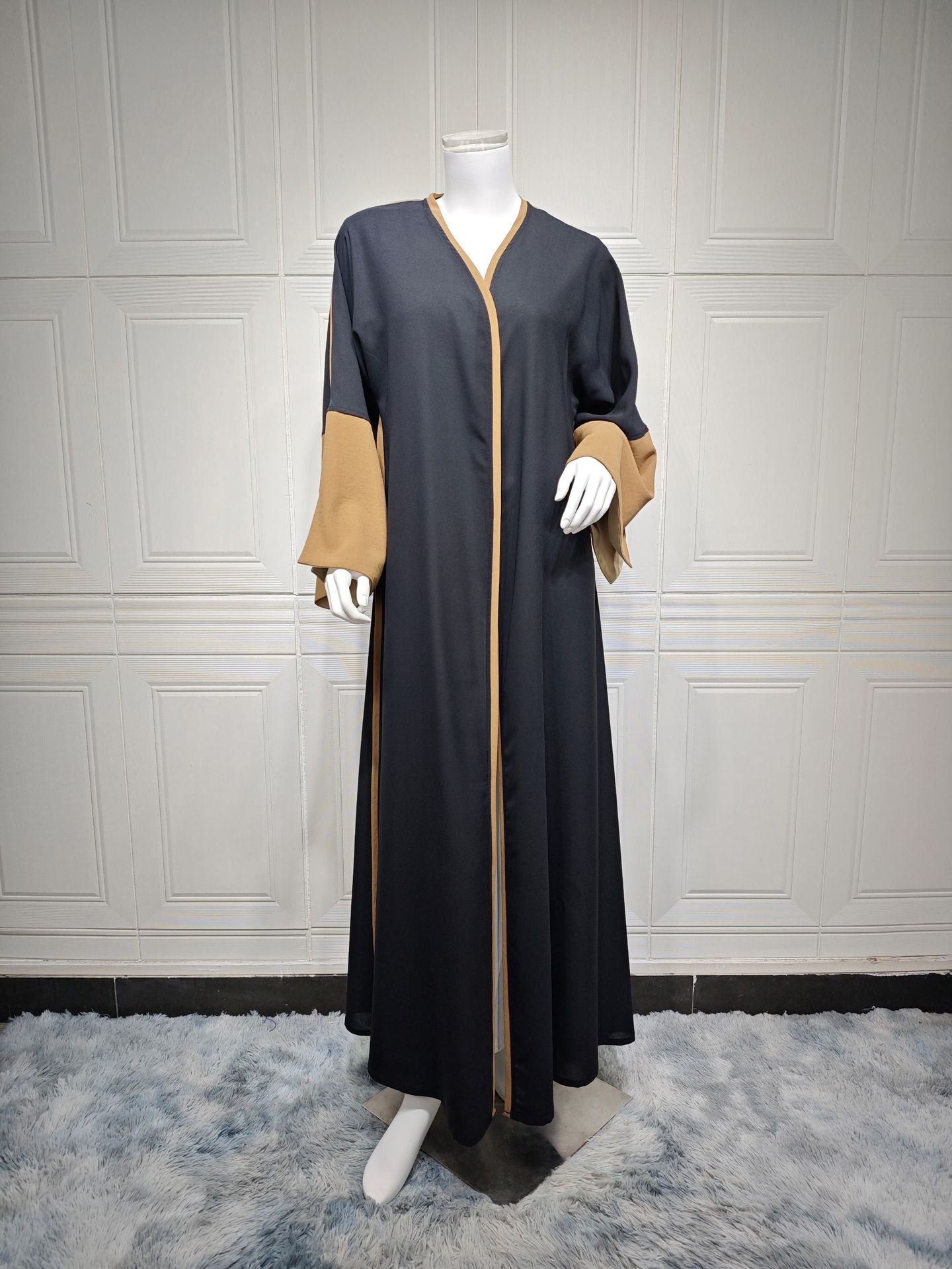 Fashion Middle East Stitching Large Sleeves Cardigan Dubai Elegant Dress
