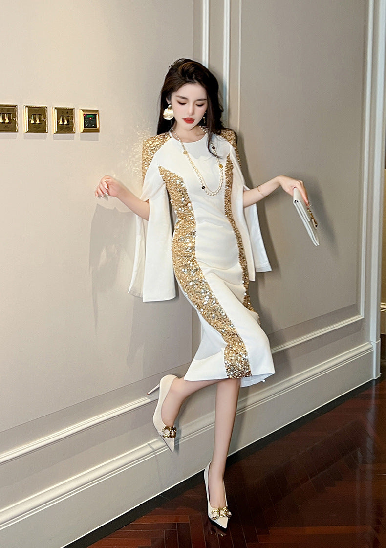 Women's Clothing High-end Affordable Luxury Big Luxury Shawl Slim Fit Formal Dress