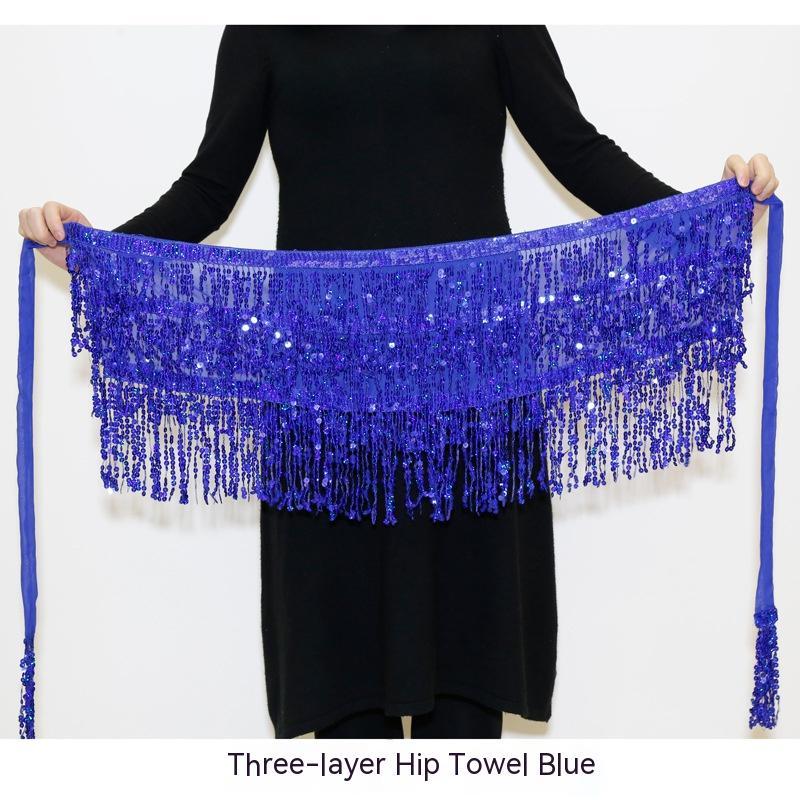 Belly Dance Costume Sequined Tassel Hip Skirt Waist Scarf